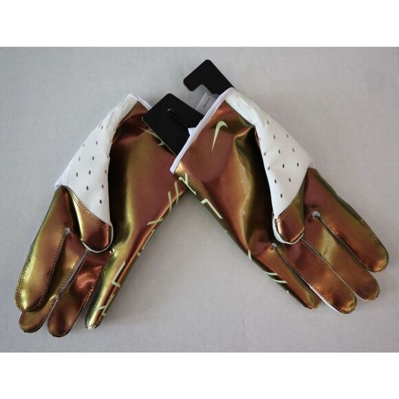 Nike Men' Sz M White/Iridescent Vapor Jet 7.0 Wide-Receiver Football Gloves - Picture 2 of 7
